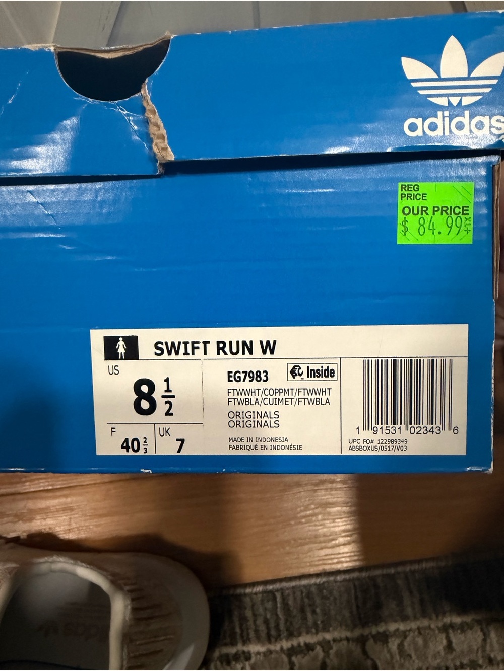 Adidas Swift Run 'White Copper Metallic' Womens 8.5 - Picture 9 of 11